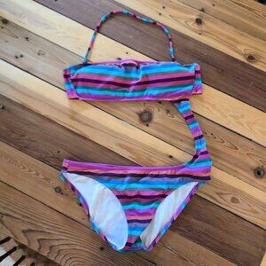 Victoria's Secret Striped Bandeau Halter Monokini, EUC